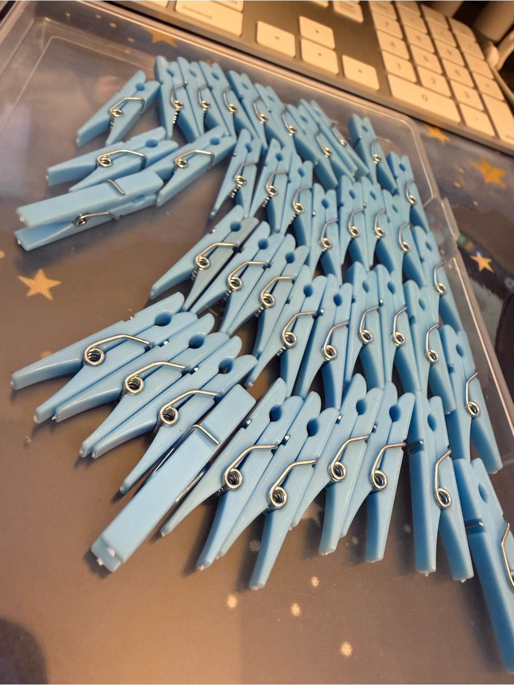 40 Blue Plastic Mini Clothes Pins